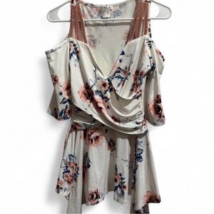 Venus floral dress shirt with beaded straps Size: XS